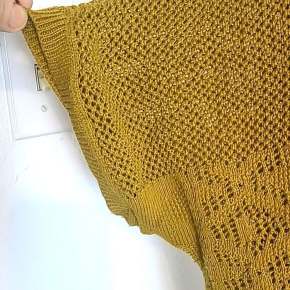 Torrid Gold Pullover Open-knit Sweater Top, Fringe Around the Bottom, Sz 1, 1X - Picture 5 of 11